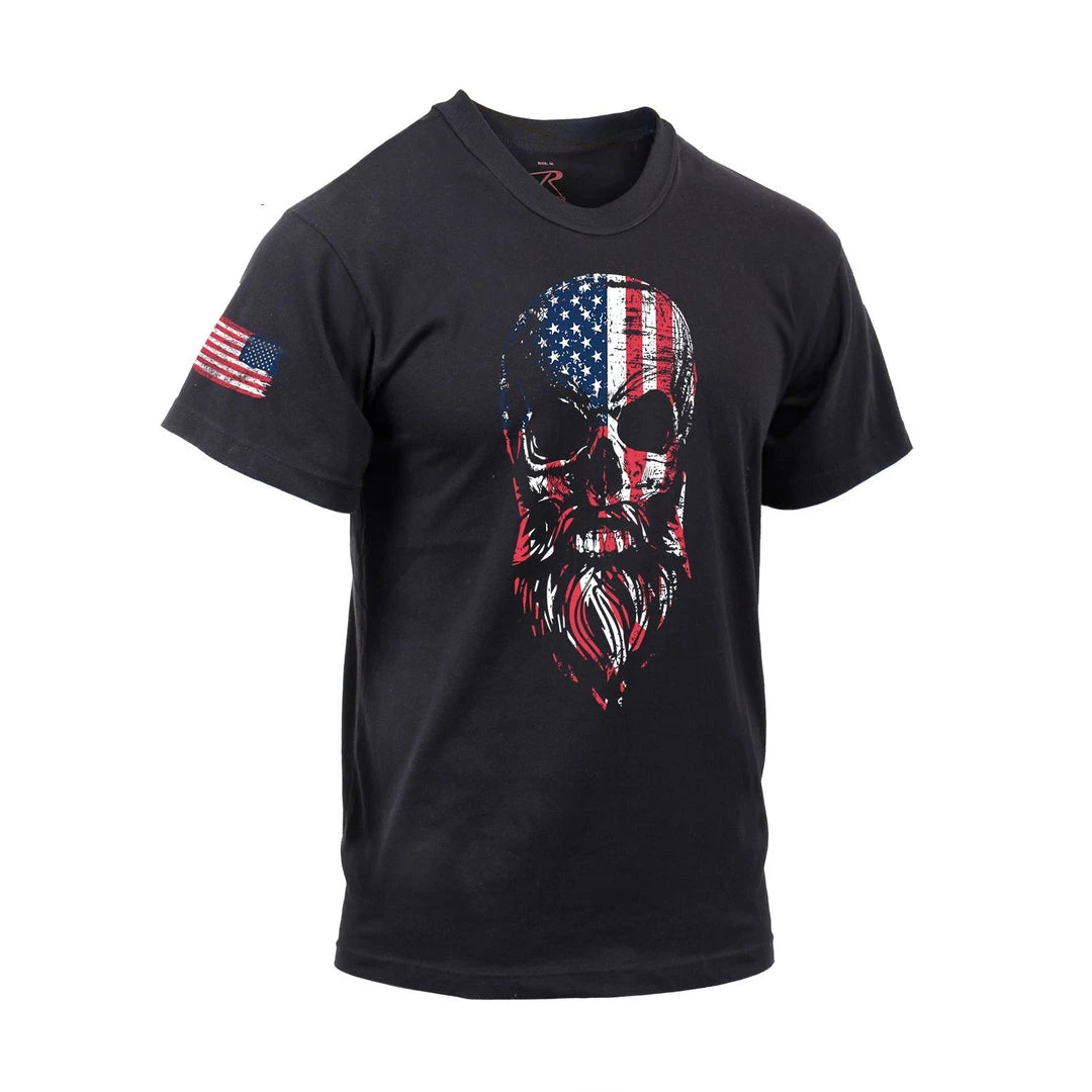 Rothco US Flag Bearded Skull T-Shirt Graphic Printed T-Shirts 5 Rothco US Flag Bearded Skull T-Shirt Graphic Printed T-Shirts