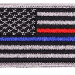 Rothco Thin Blue Line / Thin Red Line US Flag Patch - Hook Back