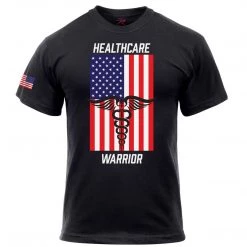 Graphic Printed T-Shirts Rothco Healthcare Warrior US Flag T-Shirt - Black