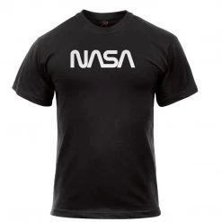 Rothco Authentic NASA Worm Logo T-Shirt - Black Graphic Printed T-Shirts