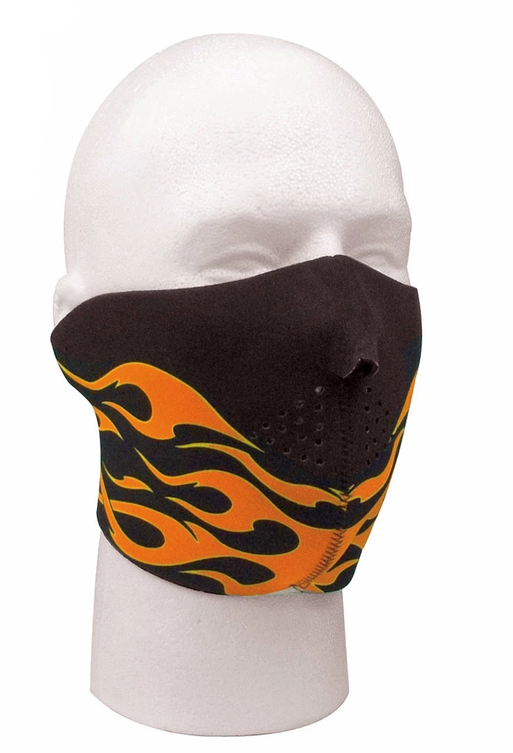 Rothco Neoprene Reversible Orange Flames Half Facemask 3 Rothco Neoprene Reversible Orange Flames Half Facemask