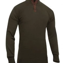 Rothco 3-Button Sweater With Suede Accents