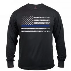 Graphic Printed T-Shirts Rothco Long Sleeve Thin Blue Line T-Shirt