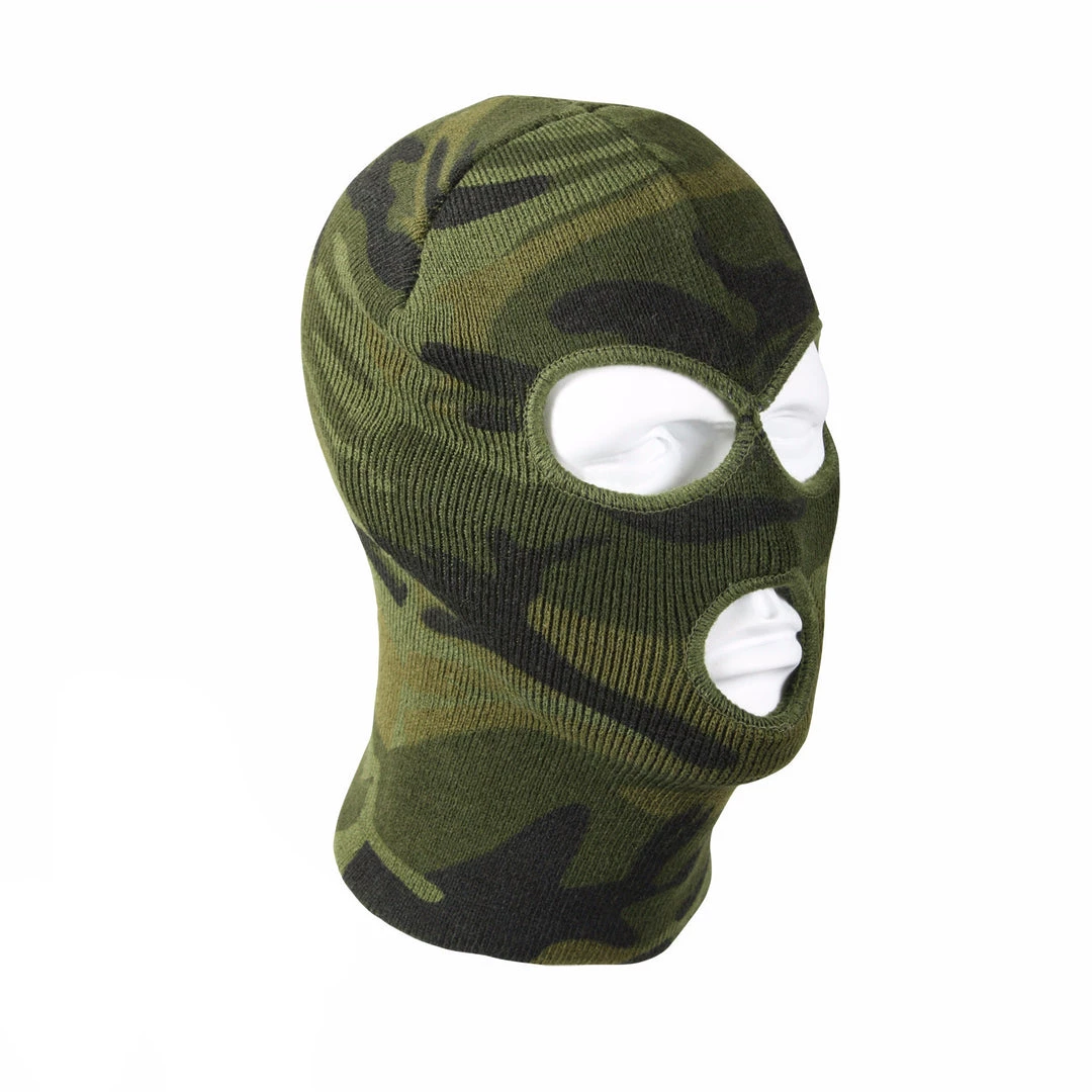Balaclavas & Tactical Hoods Rothco Deluxe 3-Hole Face Mask - Woodland 4 Balaclavas & Tactical Hoods Rothco Deluxe 3-Hole Face Mask - Woodland