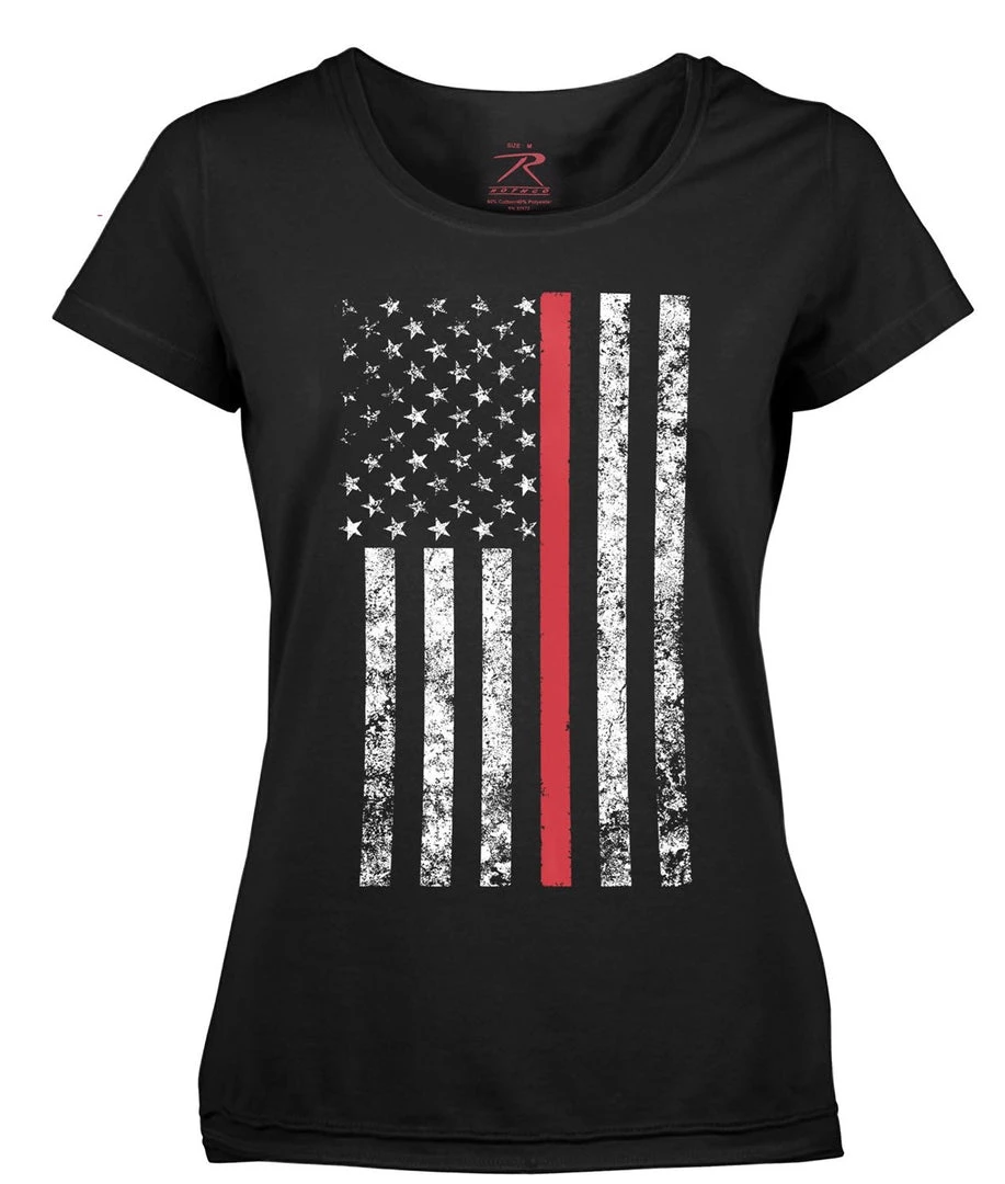 Graphic Printed T-Shirts Rothco Womens Thin Red Line Longer T-Shirt 3 Graphic Printed T-Shirts Rothco Womens Thin Red Line Longer T-Shirt