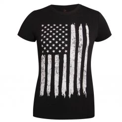 Graphic Printed T-Shirts Rothco Womens Distressed US Flag Long T-Shirt