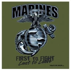 Rothco Graphic Printed T-Shirts Black Ink Marines First To Fight T-Shirt