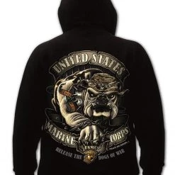Rothco Black Ink U.S.M.C. Bulldog Hooded Pullover Sweatshirt Hoodies & Sweats