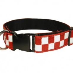 Boston Leather 1 ½ Decorative Embroidered Collar, Red/White