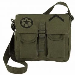 Rothco Canvas Ammo Shoulder Bag W/ Military Patches Attache And Shoulder Bags