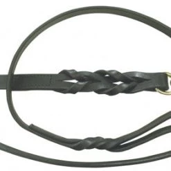 Boston Leather 60' Braided Leather Lead, Black
