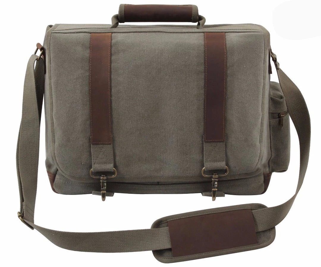 Attache And Shoulder Bags Rothco Vintage Canvas Pathfinder Laptop Bag With Leather Accents 3 Attache And Shoulder Bags Rothco Vintage Canvas Pathfinder Laptop Bag With Leather Accents