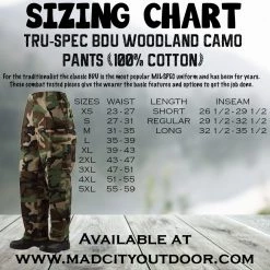Tru-Spec BDU Camouflage Pants (100% Cotton)
