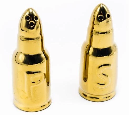 Caliber Gourmet Bullet Salt & Pepper Shakers Novelties 3 Caliber Gourmet Bullet Salt & Pepper Shakers Novelties