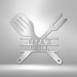 Home Décor Monogram Grilling Utensils - Steel Sign