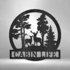 Home Décor Monogram Deer In The Woods - Steel Sign