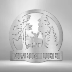 Home Décor Monogram Deer In The Woods - Steel Sign
