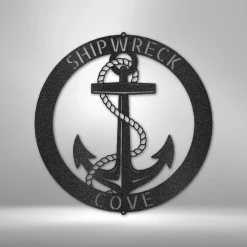 Home Décor Monogram Elaborate Anchor Ring - Steel Sign