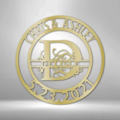 Home Décor Monogram Elaborate Split Letter Family Name - Steel Sign