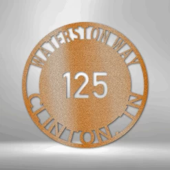 Home Décor Monogram Bold Circle Address - Steel Sign