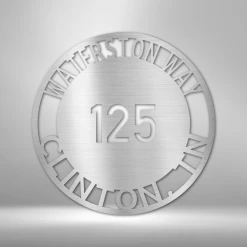 Home Décor Monogram Bold Circle Address - Steel Sign