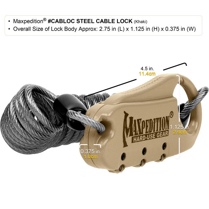 Travel Bags & Luggage Maxpedition Steel Cable Lock 8 Travel Bags & Luggage Maxpedition Steel Cable Lock