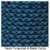 E. L. Wood Braiding 550 Survival Cord Neon Turquoise / Black Camo Paracord