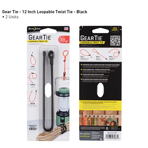 Nite-Ize Gear Tie Loopable Twist Tie Camping Accessories 4 Nite-Ize Gear Tie Loopable Twist Tie Camping Accessories