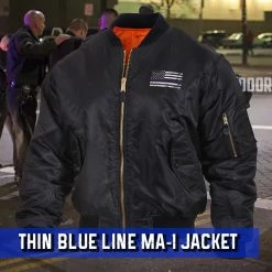 Flight Jackets Rothco Thin Blue Line Flag MA-1 Flight Jacket